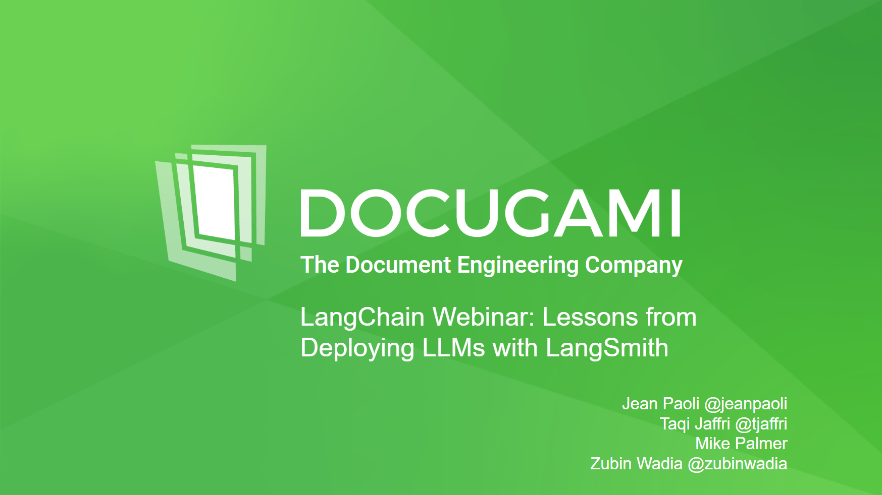 Docugami LangSmith webinar slide 230919