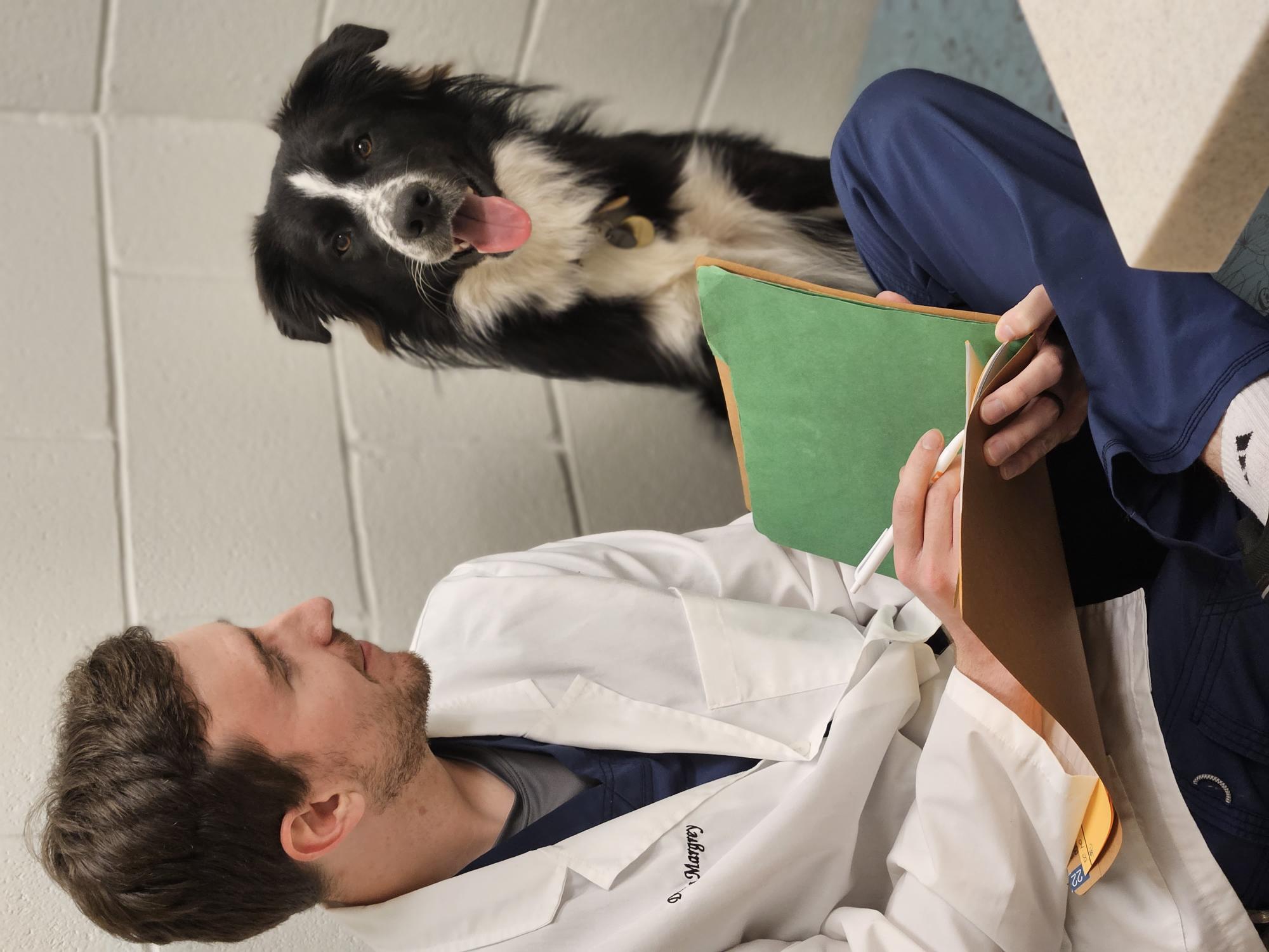 Dr Margrey & Mowgli - lab coat - 20230325_114923