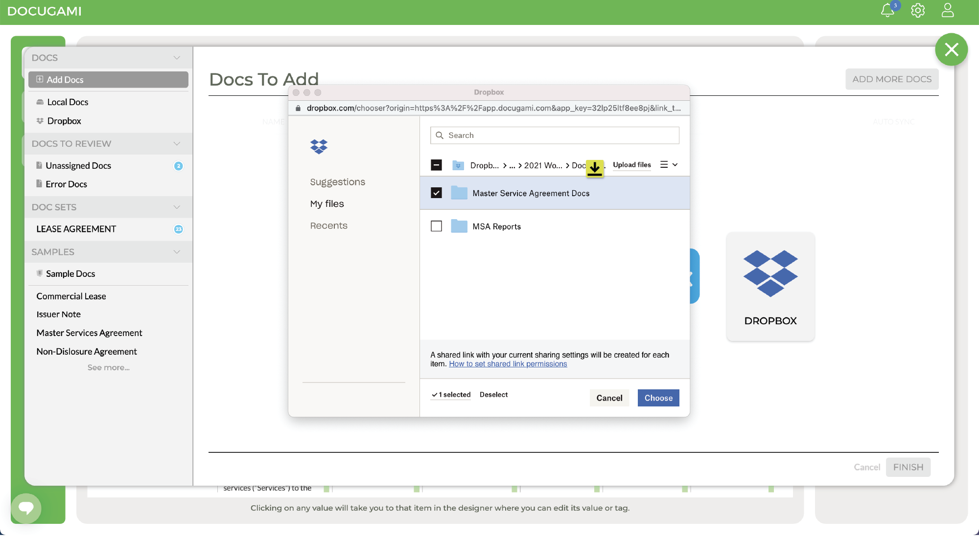 Dropbox Doc Import